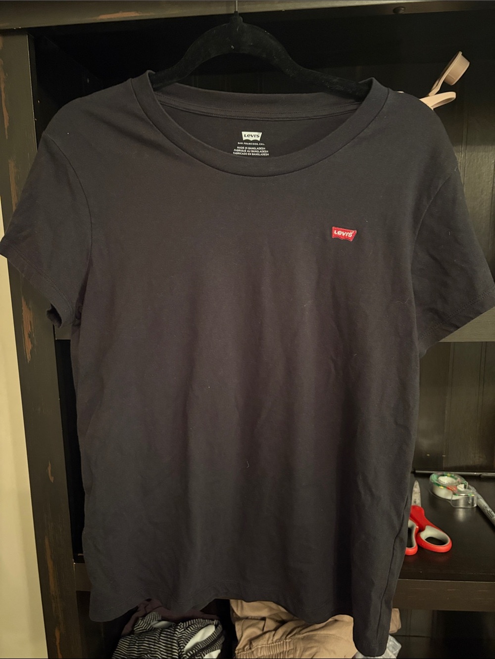 Levi's Black Short Sleeve Crew Neck Tee with Red Logo